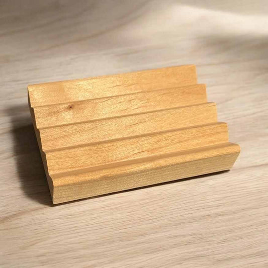 Alder Wood Soap Dish, self-draining soap holder, 2.75 x 4 inches, prevents mushy soap, made in USA.