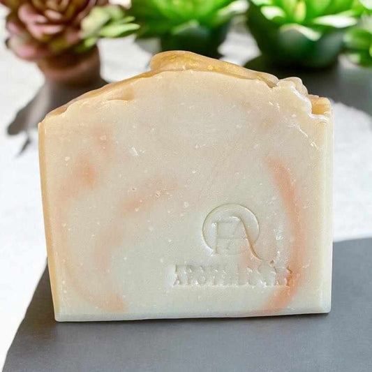 Cognac Citrus Fusion Soap with almond, cocoa, orange flower, and lime fragrance.