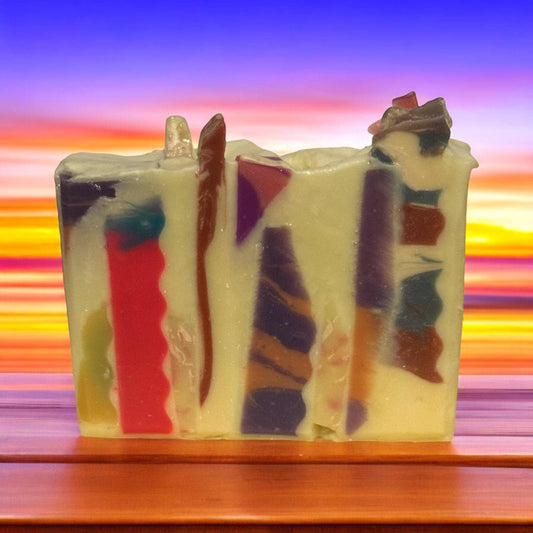 Mosaic style soap bundle with colorful harmony hues and eco-friendly ingredients.