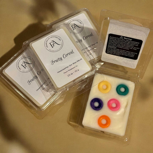 Fruity Cereal Soy Wax Melt with vibrant colorful rings in clamshell packaging.