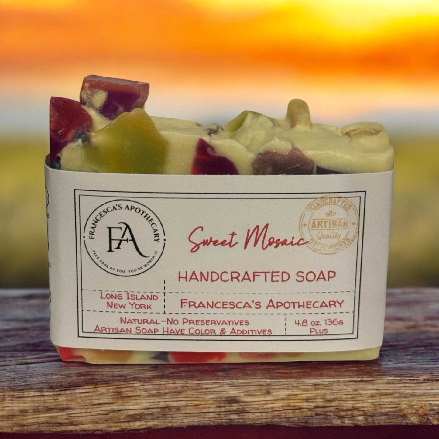 Mosaic style soap bundle featuring handcrafted artisanal bars with eco-friendly ingredients.