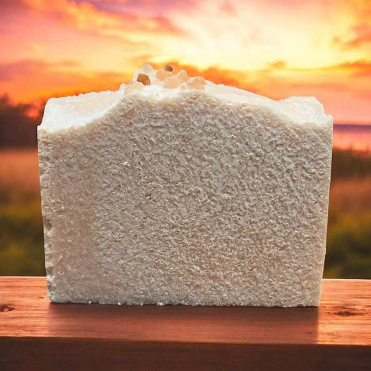 Large fragrance-free soap bar with pink Himalayan salt and natural exfoliating minerals